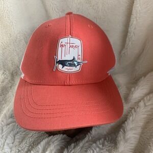 Mens Coral & White  SnapBack Mesh Guy Harvey Summer Ball‎ cap  Swordfish